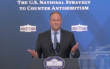 Doug Emhoff at an event in 2023 announcing the national antisemitism strategy.