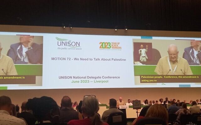 Unison conference debates Israel and Palestine (pic Twitter)