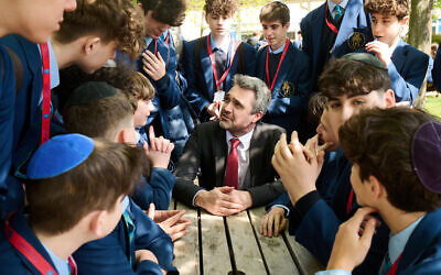 Headteacher Dr David Moody with JFS pupils earlier this year