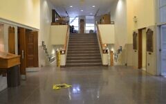 Police tape surrounds an assault rifle magazine in the aftermath of a mass shooting at the Tree of Life synagogue in Pittsburgh, Oct. 18 2018. (U.S. District Court Western District of Pennsylvania Evidence Photo)