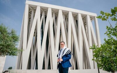 Rabbi Sarner outside Moses Ben Maimon Synagogue, part of the Abrahamic Family House complex
Pic: Courtesy of Abrahamic Family House