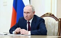 Russian President Vladimir Putin chairs a cabinet meeting via video conference at the Kremlin in Moscow, Russia Russian President Vladimir Putin chairs a cabinet meeting via video conference at the Kremlin in Moscow, Russia