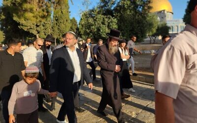 National Security Minister Itamar Ben-Gvir visiting Temple Mount, 27 July 2023. Courtesy: Twitter.