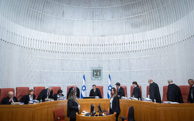 Supreme Court Justices arrive for a court hearing in Jerusalem