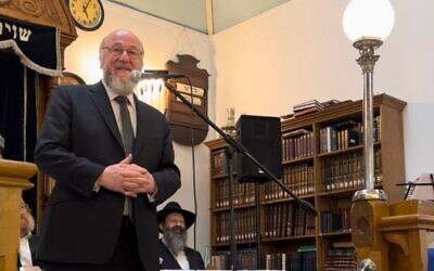 Chief Rabbi Ephraim Mirvis at Walford Road synagogue's 111th birthday commemoration, June 2023.