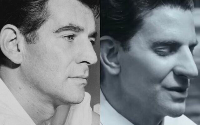 Leonard Bernstein, left and Bradley Cooper, right.