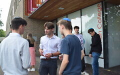 GCSE students outside Yavneh College, August 24th 2023.