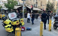 Terror attack scene in Tel Aviv. Credit: MDA. Terror attack scene in Tel Aviv. Credit: MDA.
