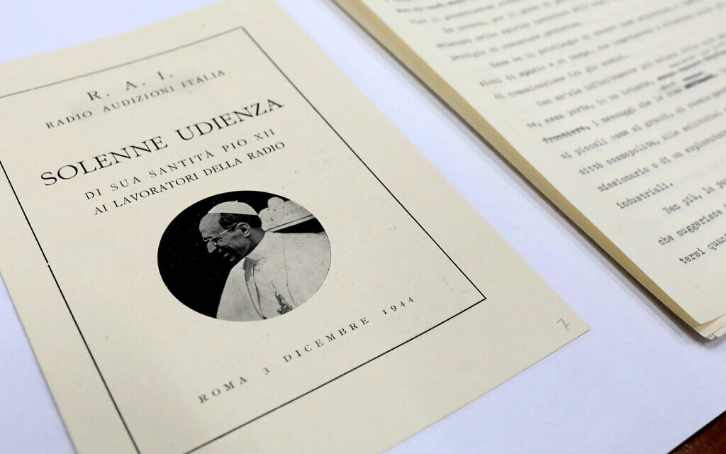 Documents on the pontificate of Pope Pius XII are seen at the Vatican Secret Archives in Vatican City, Vatican, February 27, 2020. The Vatican Apostolic Library opened the Holy See’s wartime archives on the pontificate of Pope Pius XII between the years 1939 to 1958. (Franco Origlia/Getty Images)
