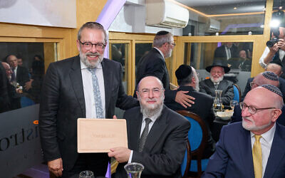 Shimon Cohen, Dayan Menachem Gelley and Henry Grunwald OBE KC Pic: Dudy Braun