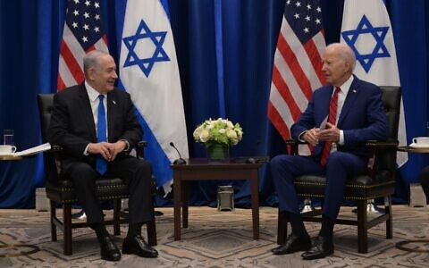 Israeli Prime Minister Netanyahu meeting U.S. President Joe Biden in New York, September 20, 2023. Credit:  Avi Ohayon (GPO)