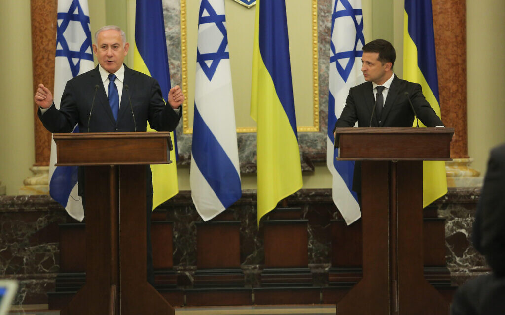 Kiev, Ukraine. 19th Aug, 2019. President of Ukraine Volodymyr Zelenskyy and Prime Minister of Israel Benjamin Netanyahu makes a press statement after their meeting in Kiev, Ukraine, August 19, 2019. Credit: Sergii Kharchenko/ZUMA Wire/Alamy Live News