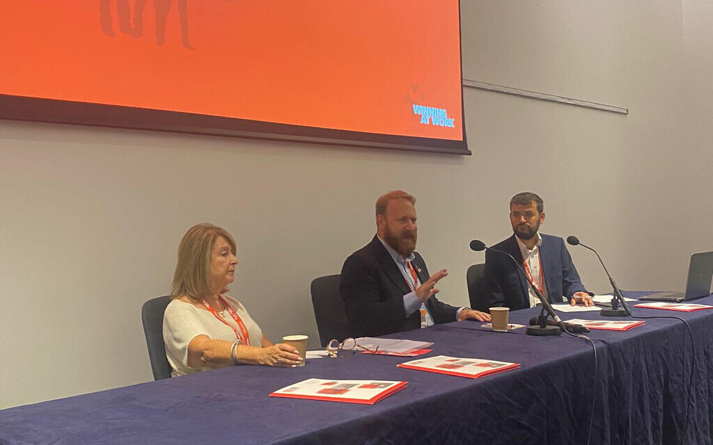 Peter Lerner, centre, Doreen Gerson and Liron Vellman at TUC fringe event
