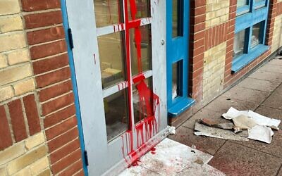 A Jewish Girls' School in Stamford Hill, after vandals threw red paint at the front door on Thursday 12 October.