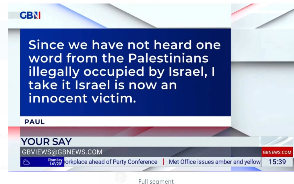 Screenshot from GB News