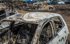 A view of destroyed vehicles near the grounds of the Tribe of Nova music festival after Saturday’s deadly attack by Hamas (Ilia Yefimovich/picture alliance via Getty Images) via JTA A view of destroyed vehicles near the grounds of the Tribe of Nova music festival after Saturday’s deadly attack by Hamas (Ilia Yefimovich/picture alliance via Getty Images) via JTA