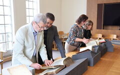 The documentary team and members of the Foundation for Jewish Heritage at the Bodleian  Library, Oxford. Pic: Foundation for Jewish Heritage