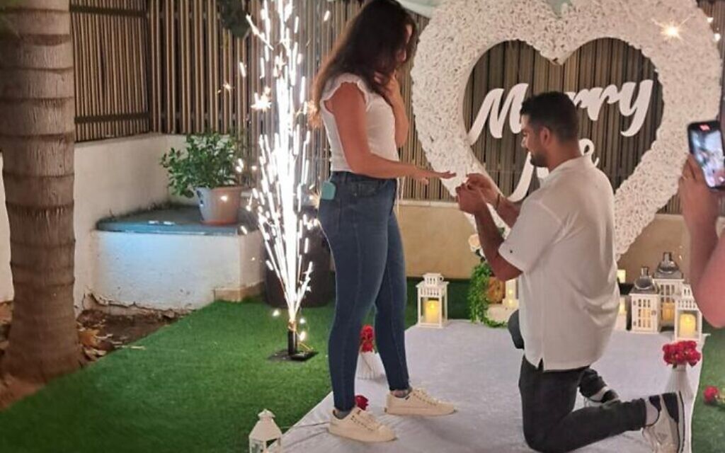 Kobi proposes to Liron in Hod HaSharon, central Israel, on 19 October