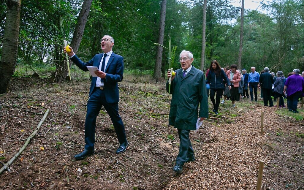 Rabbis Aaron and Andrew Goldstein lead the way to the woodland - picture by Yakir Zur