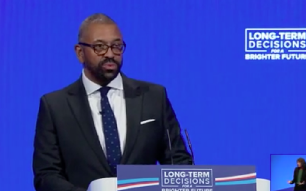 James Cleverly speaks at Tory Party conference in Manchester