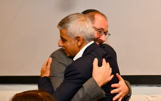 Sadiq Khan and Rabbi Josh Levy embrace