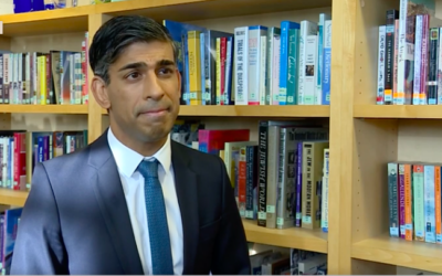 Rishi Sunak speaks to broadcasters after visiting Jewish school