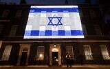 Downing Street in blue and white. 'We Stand with Israel'