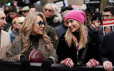 Tracy-Ann Oberman (left) and Rachel Riley take part in a march against antisemitism.