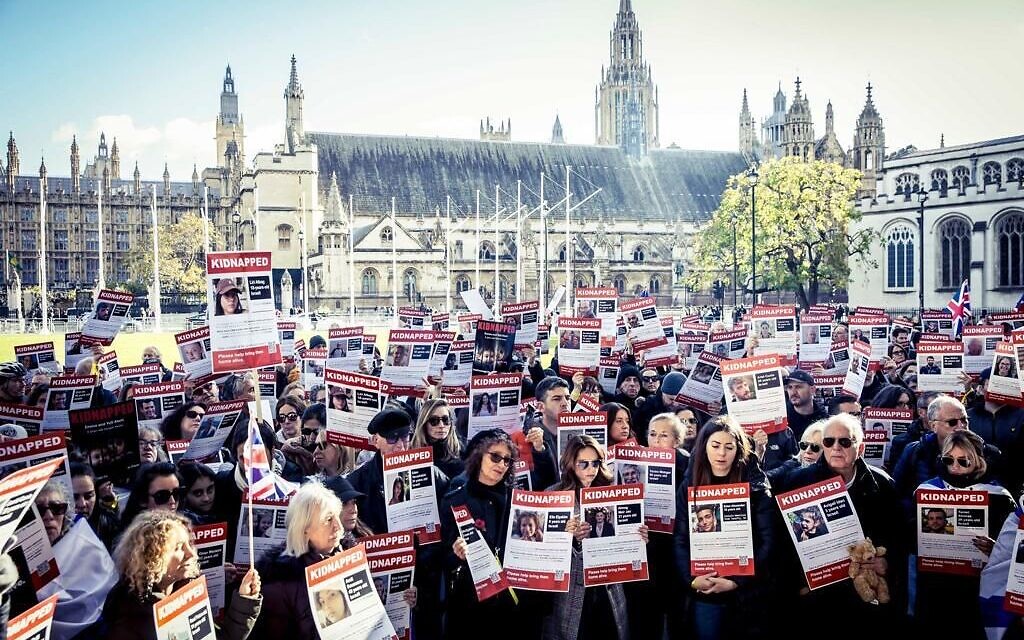 A Trafalgar Square rally calling for the release of the hostages.