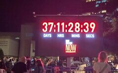 Number of days, hours, minutes and seconds since the hostages were taken by Hamas terrorists on 7 October 2023. Pic: Diane Shubinsky