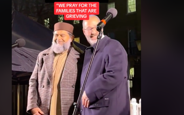 Shaykh Ibrahim Mogra appeared on stage alongside Rabbi Josh Levy at a Humanity Not Hatred vigil