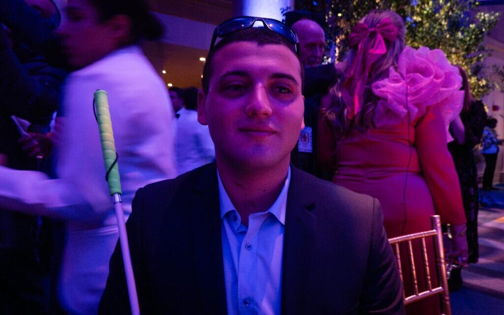 Wounded IDF soldier Yonatan Pinto in New York City, November 20, 2023. (Luke Tress)