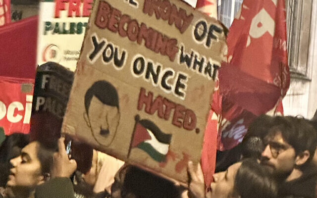 Banner at Palestine protest outside Parliament ahead of Gaza vote