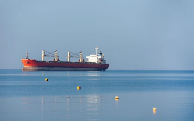 An oil tanker in the Red Sea off the coast of Jordan.