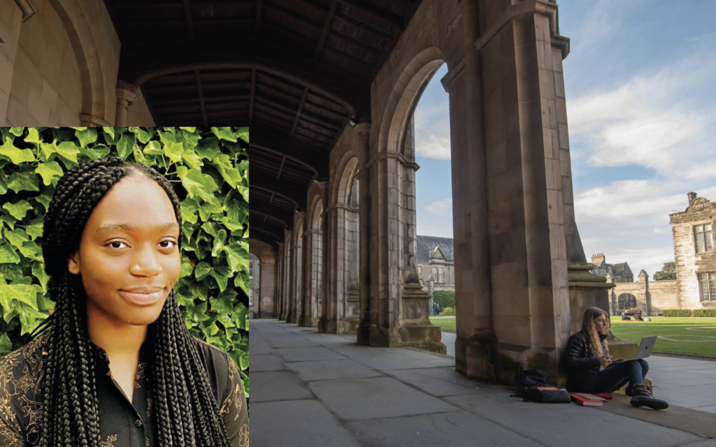 The cloisters of St Salvator's Quadrangle and (inset) the rector Stella Maris. Picture: St Andrews University
