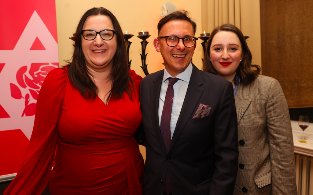 Baroness Anderson, Mike Katz and Miriam Mirwitch at a JLM Chanukah event  (pic Ian Vogler)