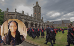 A graduation at St Andrews and (inset) the rector Stella Maris. Picture: St Andrews University A graduation at St Andrews and (inset) the rector Stella Maris. Picture: St Andrews University