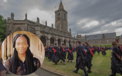 A graduation at St Andrews and (inset) the rector Stella Maris. Picture: St Andrews University