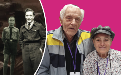 Yitzchak von Schweitzer and his wife Rivka at Limmud in Birmingham and (left) as a member of the Hitler Youth and of the Waffen-SS