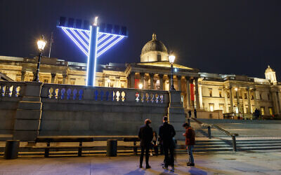 A menorah lights up Trafalgar Square (Credit Michael Lee Photography)