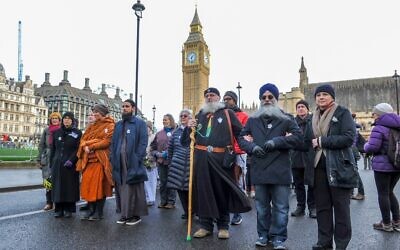 Faith groups in a silent peace walk, January 2024. Pic: Liberal Synagogue/Plum Village UK