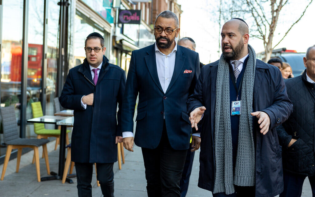 James Cleverly, when Home Secretary, in Golders Green for meeting and walkabout with communal leaders