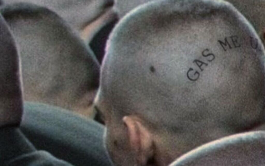 The imagery was interpreted as an evocation of Holocaust victims who were killed in Nazi concentration camps.