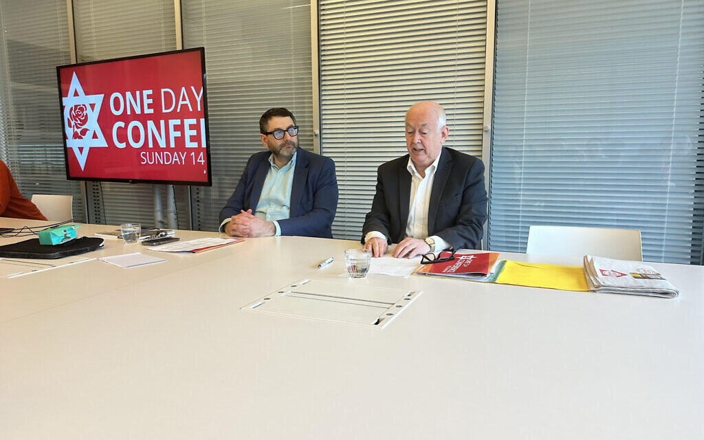 Adrian Cohen and Labour's Wayne David at JLM conference