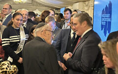 Keir Starmer talks with survivor Manfred Goldberg MBE at an earlier HET reception. Goldberg died, aged 95 on November 6 Keir Starmer talks with survivor Manfred Goldberg MBE at an earlier HET reception. Goldberg died, aged 95 on November 6