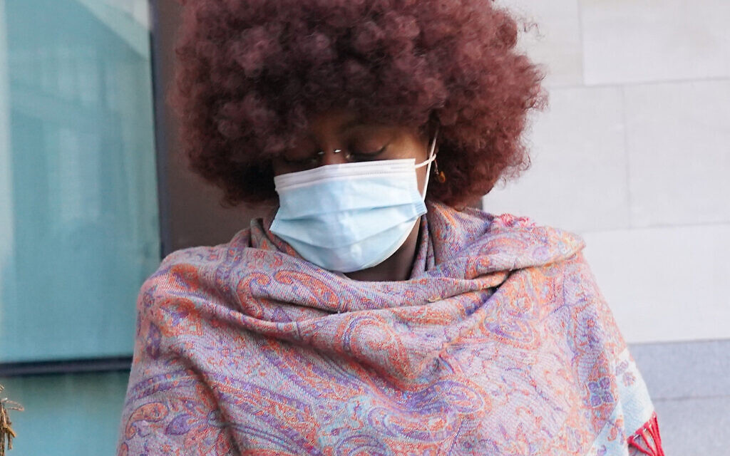 Pauline Ankunda, 26, arrives at Westmintser Magistrates' Court, central London, where, along with Noimutu Olayinka Taiwo, and Heba Alhayek, she is charged with carrying or displaying an article to arouse reasonable suspicion that she is a supporter of banned organisation Hamas, after allegedly wearing or displaying images of paragliders during a pro-Palestinian demonstration in Whitehall on October 14. Picture date: Monday February 12,