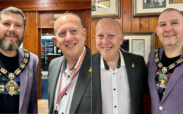 *Jeremy Newmark with Hertsmere Mayor Chris Myers, before and after.