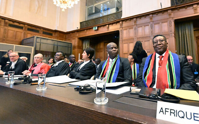 The South African delegation at the ICJ last month