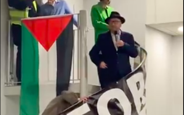 George Galloway launches Rochdale By-Election campaign in front of Palestinian flag