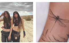 Shani Louk(right) with her friend at Nova and (left) one of the tattoos she designed Shani Louk(right) with her friend at Nova and (left) one of the tattoos she designed